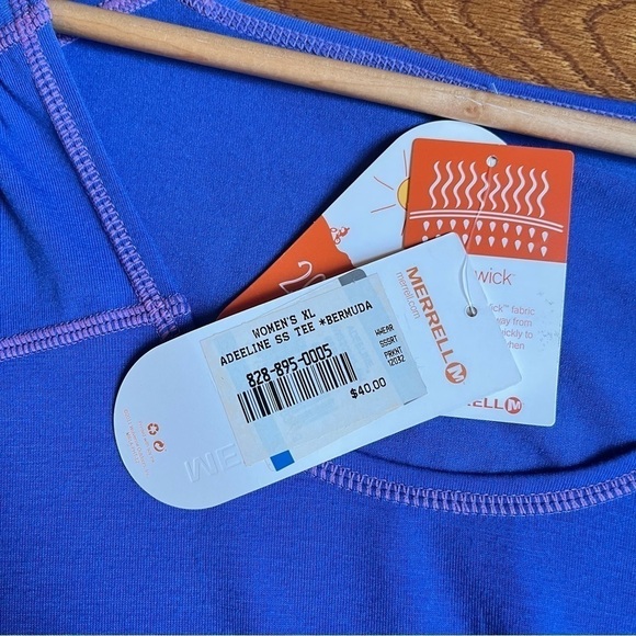 NWT Merrell | Ionic Shirt Blue Purple Hiking Workout XL UPF Protection Outdoors - Picture 7 of 10